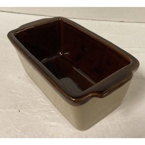 Vintage Mini Bread Loaf Pan Stoneware Brown Glazed Bakeware Pottery #1626